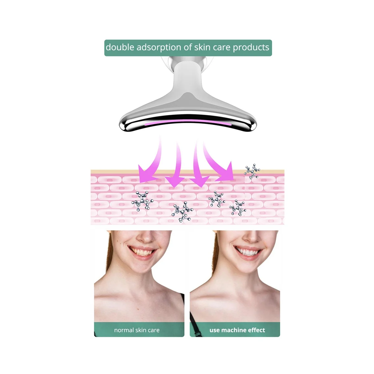 جهاز التجميل الحراري لرفع الرقبة وشد مدلك كهربائي مزيل التجاعيد مكركرنت LED الفوتون