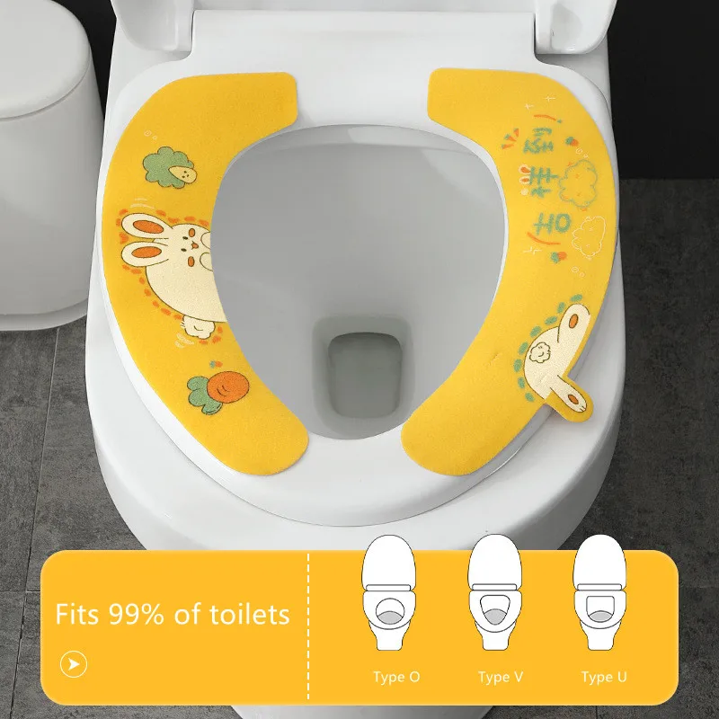 1PC Universal Toilet Seat Stickers With Handles Cartoon Toilet Cushion Pad Washable Household Bathroom Lid Cover Pad Cushion Mat