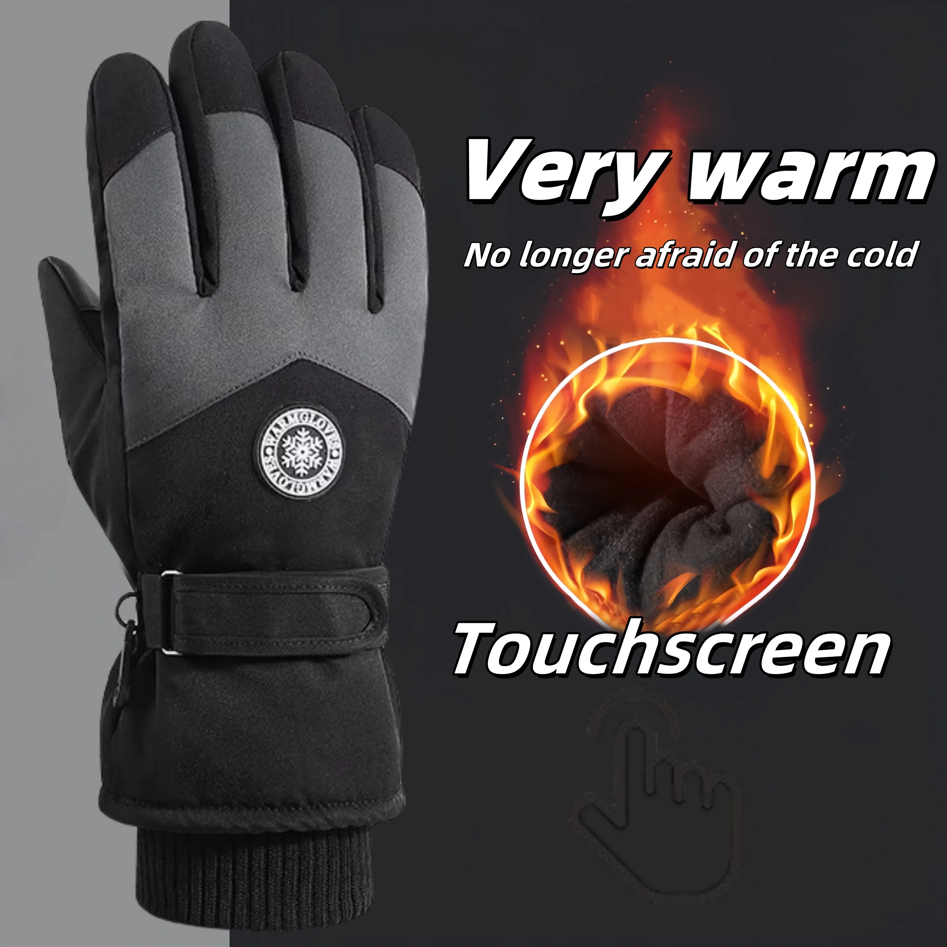Men's Winter Outdoor Skiing Gloves, Warm Gloves, Touch Screen Gloves, Thickened Men's and Women's Winter Gloves