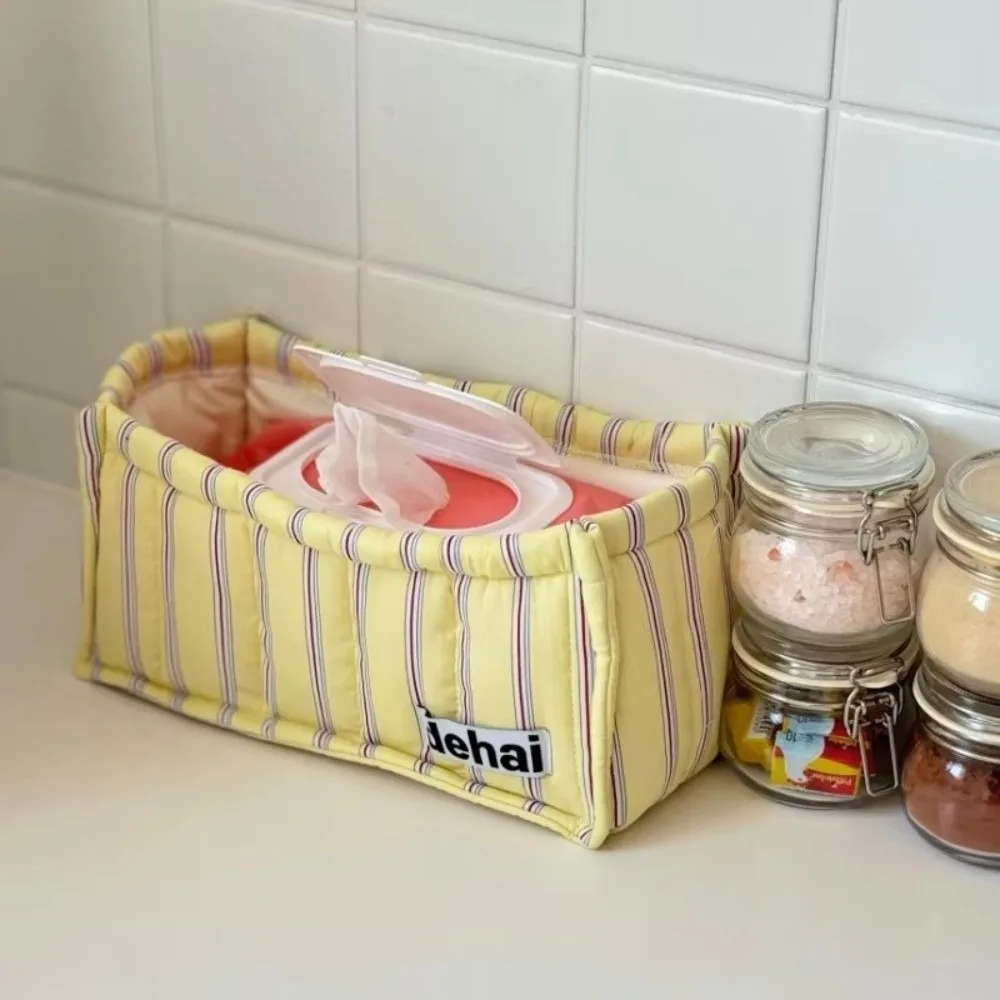 INS Style Square Stripe Storage Basket Polka Dot Cute Frame Desktop Organizer Basket Cloth Korean Quilted Storage Basket