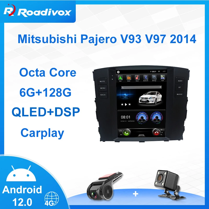 

9.7"Android 12.0 vertical screen Tesla Style Car Radio For Mitsubishi Pajero V97 V93 2006-2014 Multimedia Player GPS Carplay 4G
