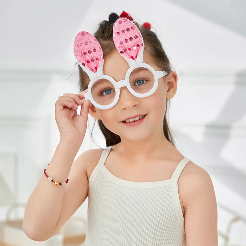 Opaska na głowę z króliczkiem wielkanocnym z okularami, śmieszne rekwizyty do fotobudki na przyjęcia dla dzieci, akcesoria do kostiumów wielkanocnych