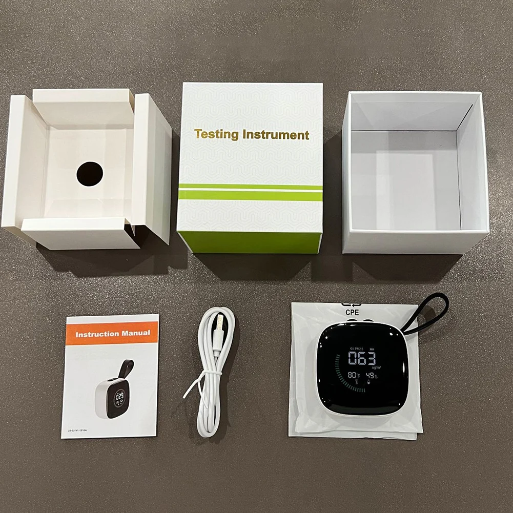 

Portable PM2 5 hanging rope dust sensor for indoor use with temperature humidity measurement and real time alarm alerts