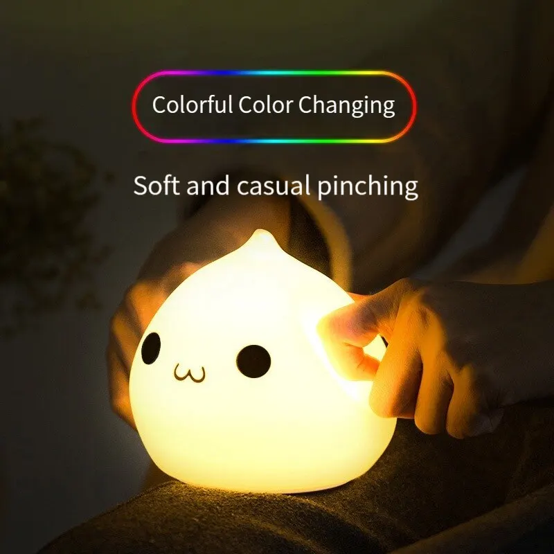 Mini Cute Water Drops Baby Stupid and Cute 7-color Touch Control Eye Care Bedroom Bedside Pat Night Light Kawaii Children's Gift