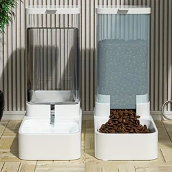 1/2 automatic dog feeder/water dispenser, plastic gravity dog food water dispenser set, portable for dogs to drink and eat