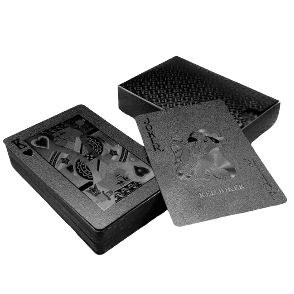 Spielkartenspiel Karten Brett Gruppe Wasserdichter Kunststoff PVC schwarz silber golden Poker Magic Giftdeck Kartenset Kind Kinderspielzeug