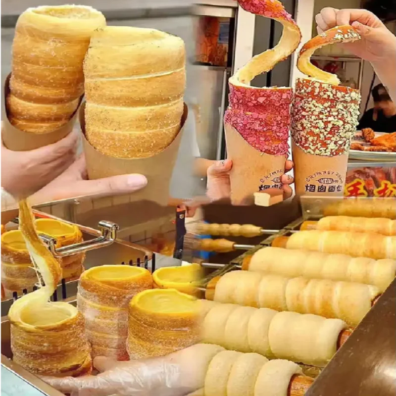 آلة لف كعكة المدخنة التجارية آلة فرن كعكة الآيس كريم المخروطية متعددة الوظائف