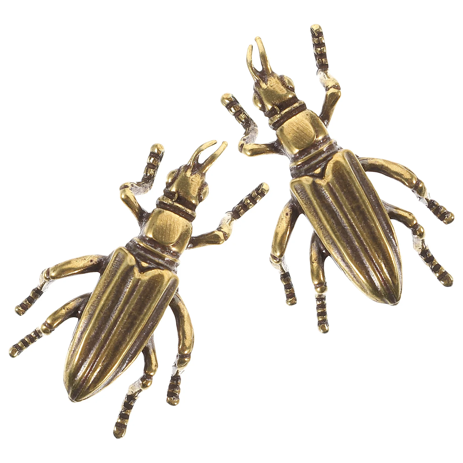 

2pcs Brass Cricket Figurines Flat Bottom Desktop Ornament Lifelike Miniature Statues Retro Craft Decor Cabinet Statue Indoor