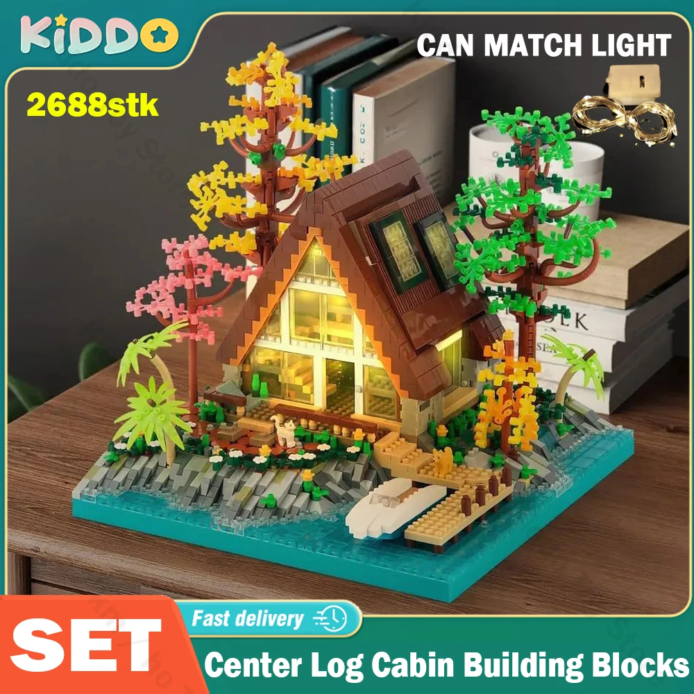 المقصورة منزل اللبنات الإبداعية مركز سجل DIY مدينة نموذج منشئ كتل صغيرة عيد الميلاد الطوب لعب للأطفال هدية #1