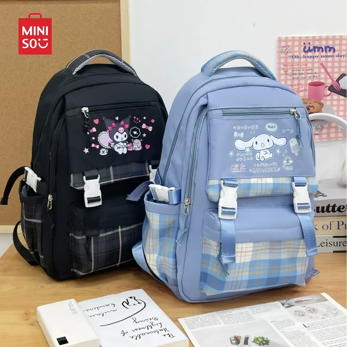 Sanurgente Kuromi-Sac à dos imprimé grande capacité pour femme, sac à dos scolaire populaire, sac de voyage pour fille, mignon, Kawaii, enna