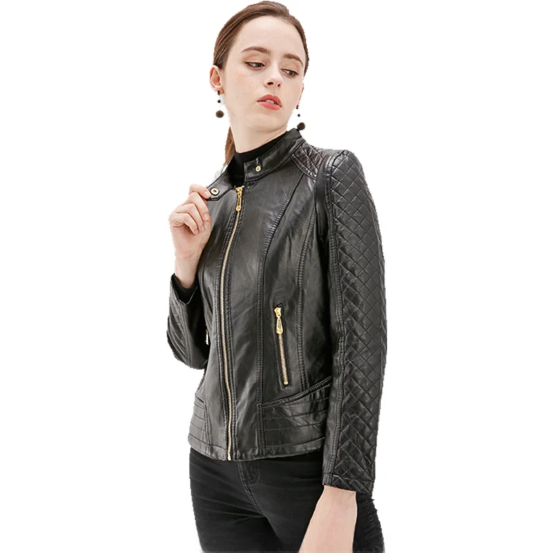 Jaet de couro casual feminino primavera novo sle personali ort tamanho grande senhora cross-border faionable casaco de couro do plutônio