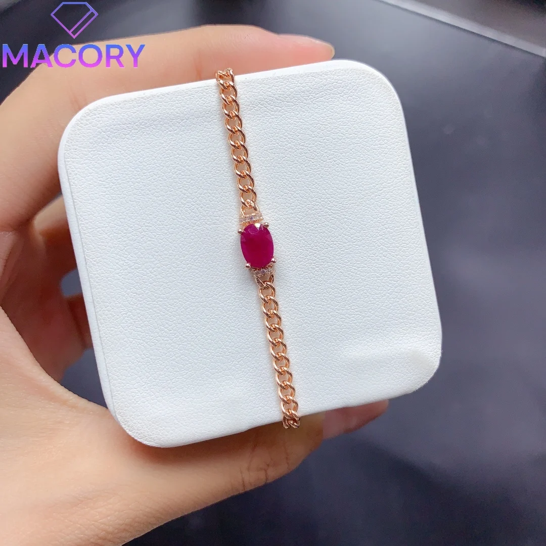 

925 Silver Jewelry Certification Original Natural Ruby Bracelet Female Gemstone Luxury Designer Jewelry Christmas Bracelet