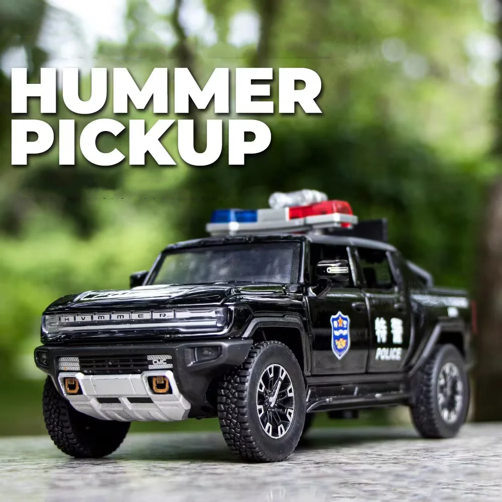 1/32 Hummer SUV Alloy Police Cars Model Toys 6 Doors Can Be Opened Rubber Tires Vehicle Diecast Models Children Birthday Present