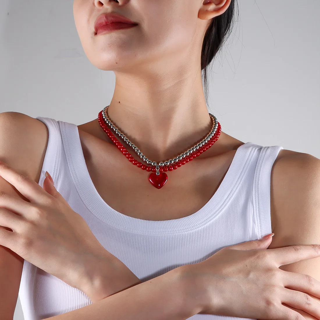DIY accessories European and American cross-border jewelry, fresh and sweet love pendant necklace female NK24650