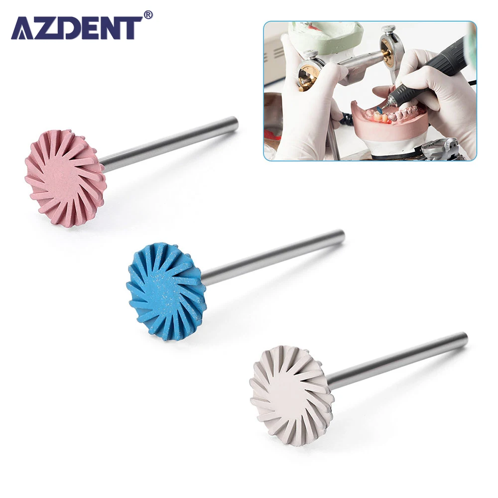 3 Pcs/Box AZDENT Dental Composite Polishing Diamond HP Disc 14mm Wheel Coarse Medium Fine Kit HP 2.35mm for Ceramic Zirconia