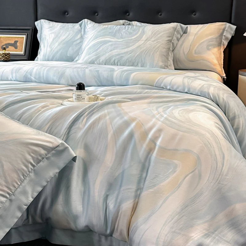 Bloemen Botanische Prints Luxe Beddengoed Set Lyocell Eucalyptus Vezel Zacht Zijdeachtig Dekbedovertrek Plat/Ingericht Laken Kussensloop 4 Stuks - afbeelding 1
