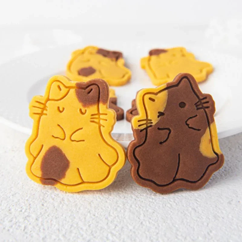 Cartoon Kitten Cookie Mold Cute Ghost Fondant Cookie Cutter Frosting Dessert Decorating Tool Halloween Christmas Baking Supplies