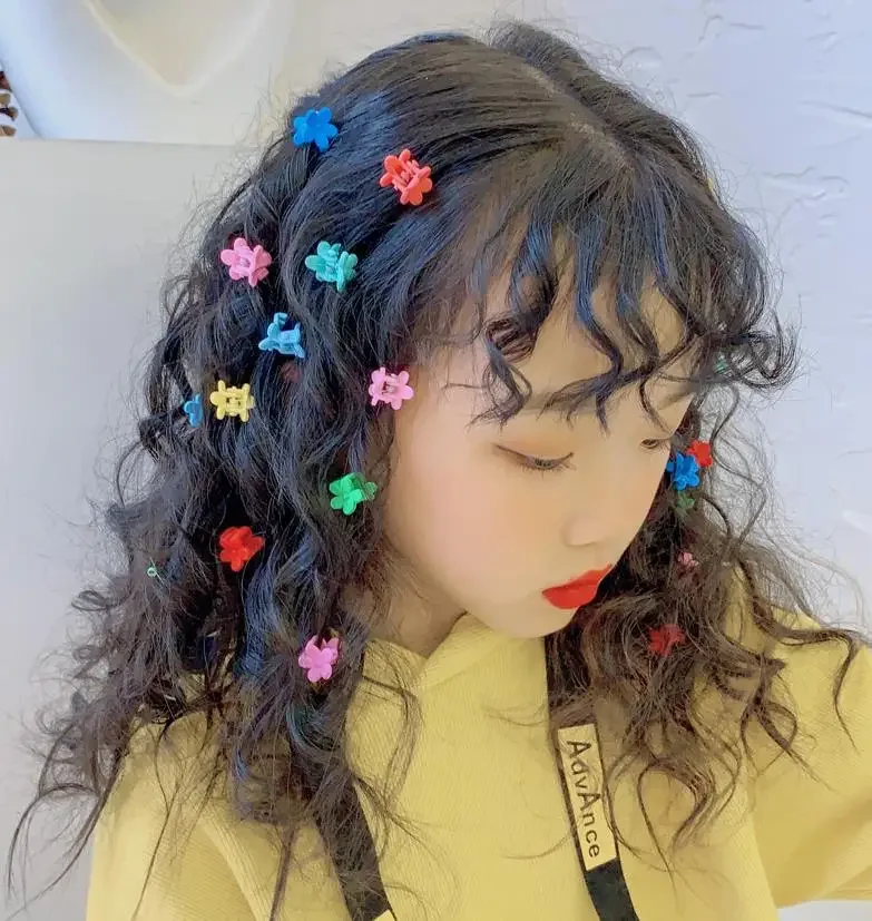 20-100pcs Girs Small Hair Claws Cute Colorful Flower Star Lovely Hair Decorate Claw Clips Hairpins Kids Sweet Hair Accessories