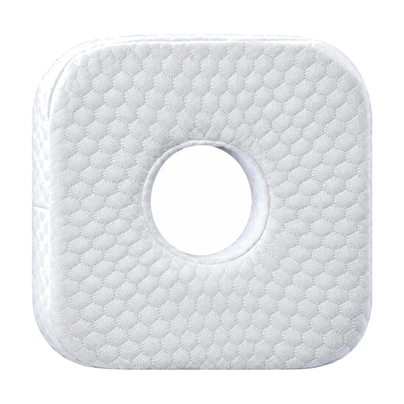 Side Sleeper Ear Hole Pillow Memory Foam Cushion for Earrings Earbuds Users with Breathable Quilted Cover for Night Rest