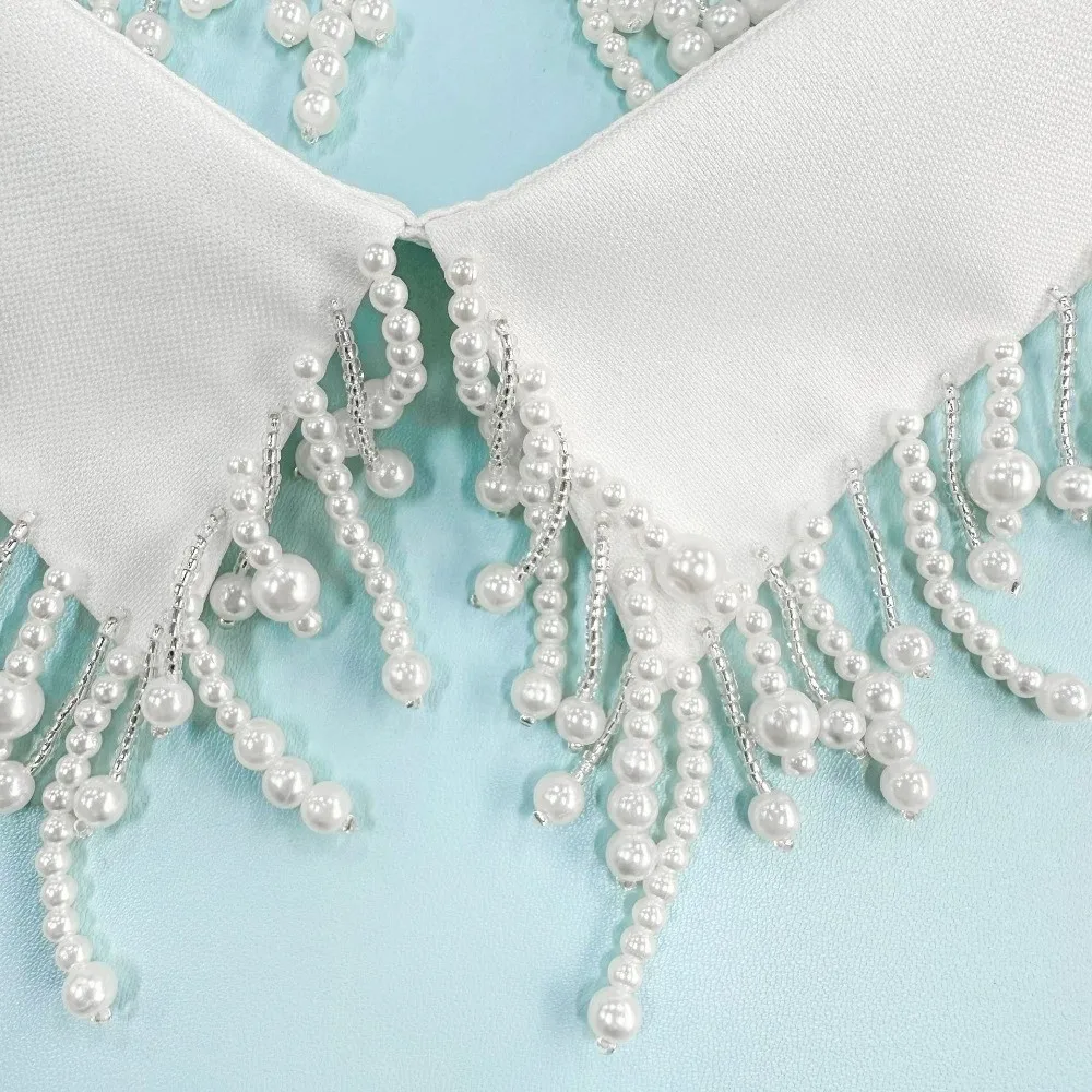 Handmade Pearl Fake Collar Elegant French Style Beaded Fake Collar Exquisite Temperament Detachable Neckline Evening Wear