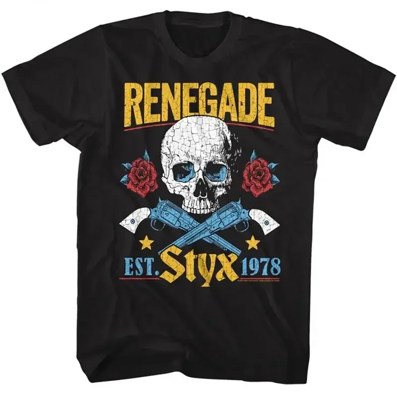 Styx Est 1978 Red Roses 6 Shooter Peacemakers Men's T Shirt Rock Music Merch