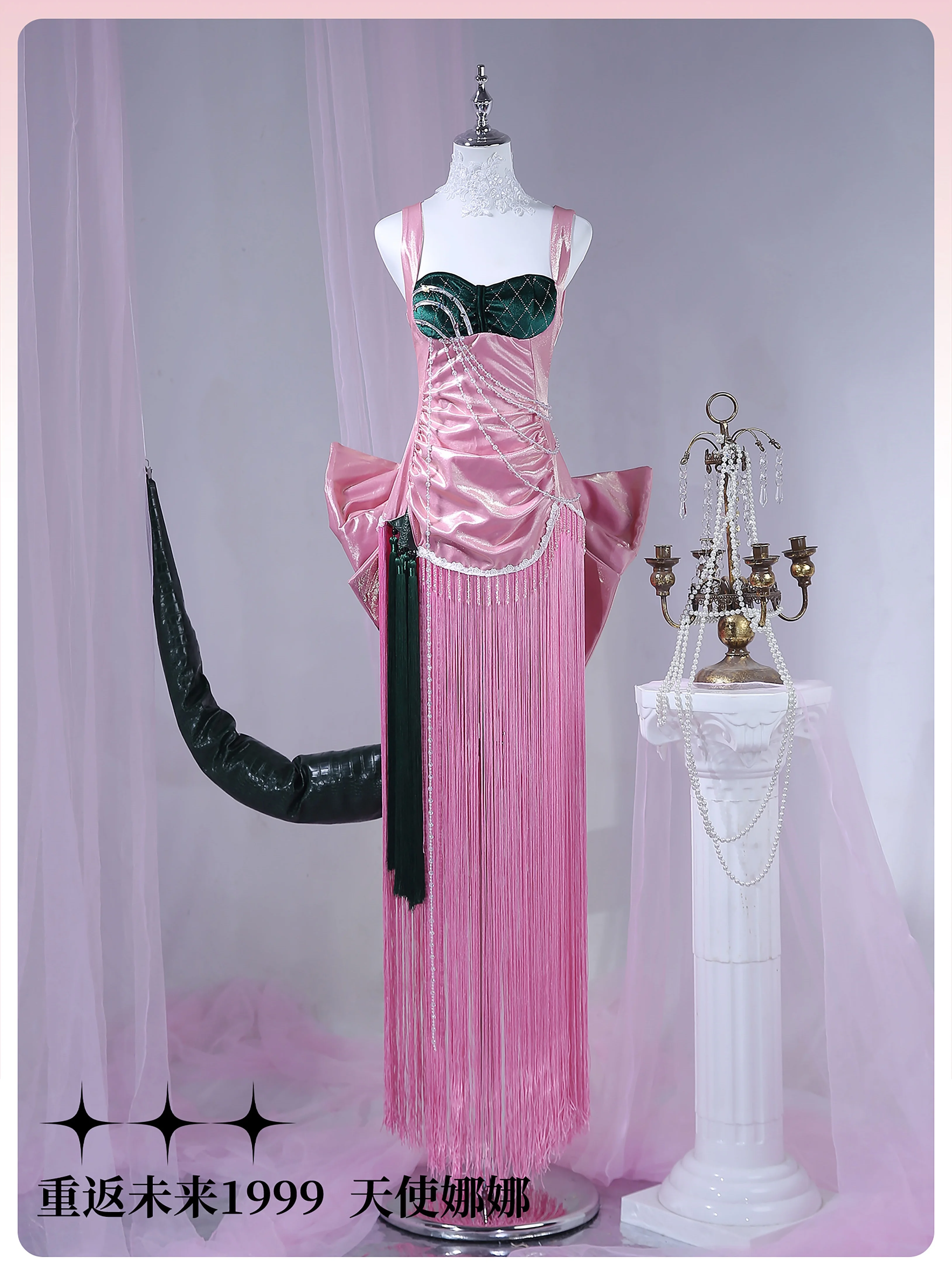 illusional Anime Reverse:1999 37 Anjo Nala Cosplay Costume Ms. Kimberly Nala Hari Sexy Pink Dress Female Halloween Costumes