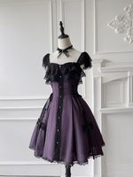 Summer New Lolita Slim Thin Dress Design Elegant Sleeveless Lace Sling Dresses Female France Hepburn Chic Purple Princess Dress