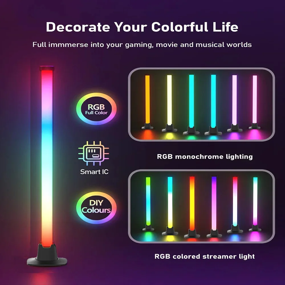 Imagem -03 - Wifi Rgb Fluxo de Luz Led Bluetooth Desktop Decoração Luzes Quarto tv Jogo Fundo Atmosfera Iluminação Noturna Detecção Música