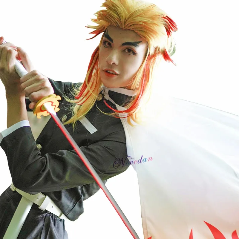 

Rengoku Kyoujurou Косплей Аниме Косплей Костюм Униформа Кимоно Женщины Мужчины Вечеринка Хэллоуин Костюм Парик