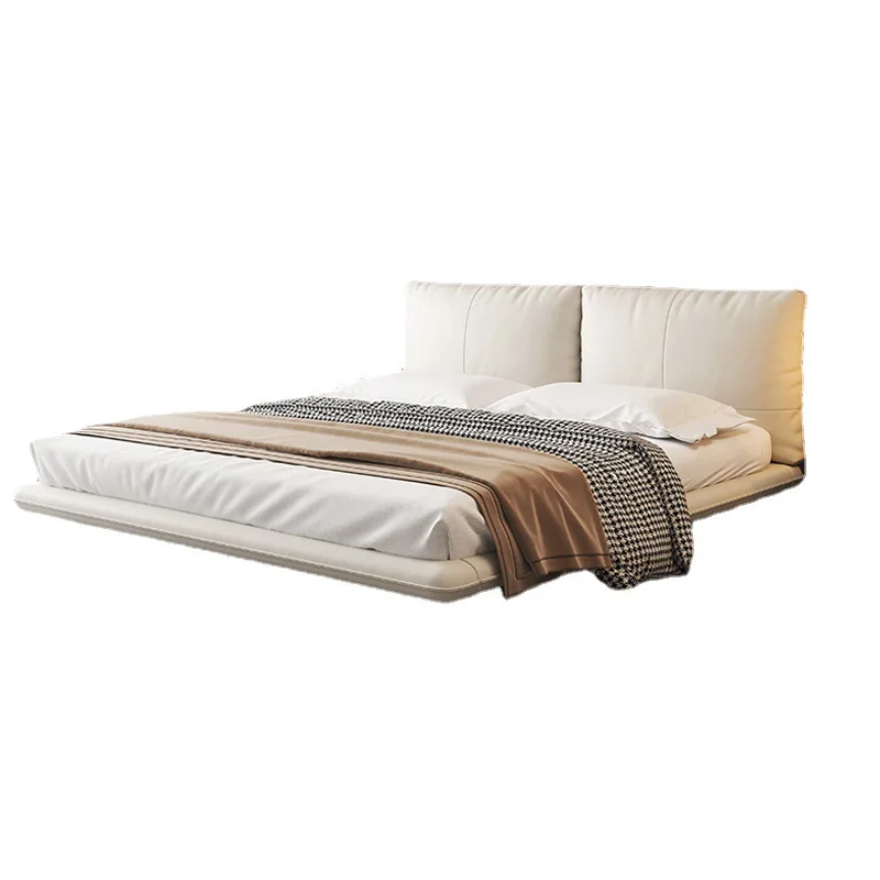 

Suspended bed, Italian, minimalist, leather bed, light luxury, modern, minimalist