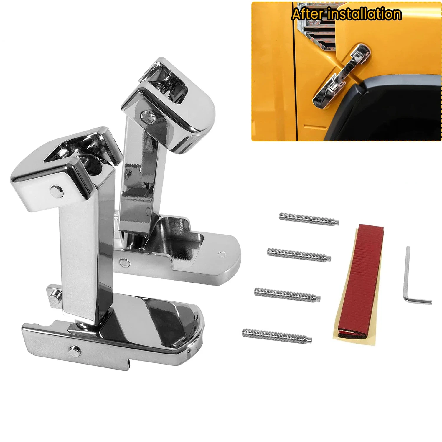 Billet Aluminum Chrome Hood Latch and Hood Latch Spring Set For Hummer H2 2003 - 2009
