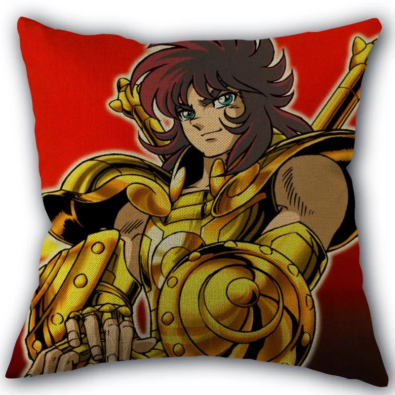 De Saint Seiya Pillowcase  Linen Fabric Square Zipper Pillowcase 45X45cm Wedding Decorative Pillow cover Droping Shipping