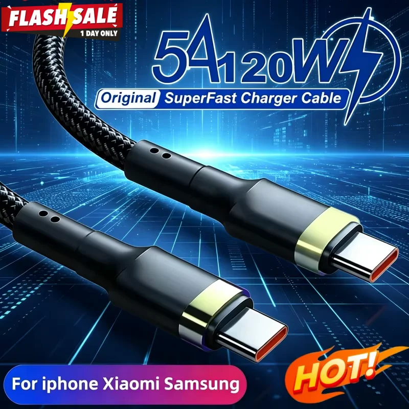 120W Fast Charger PD Quick Charging High Quality USB C TO USB Type C Cable 0.25/1/1.5/2M For iPhone Xiaomi Samsung 2026 New