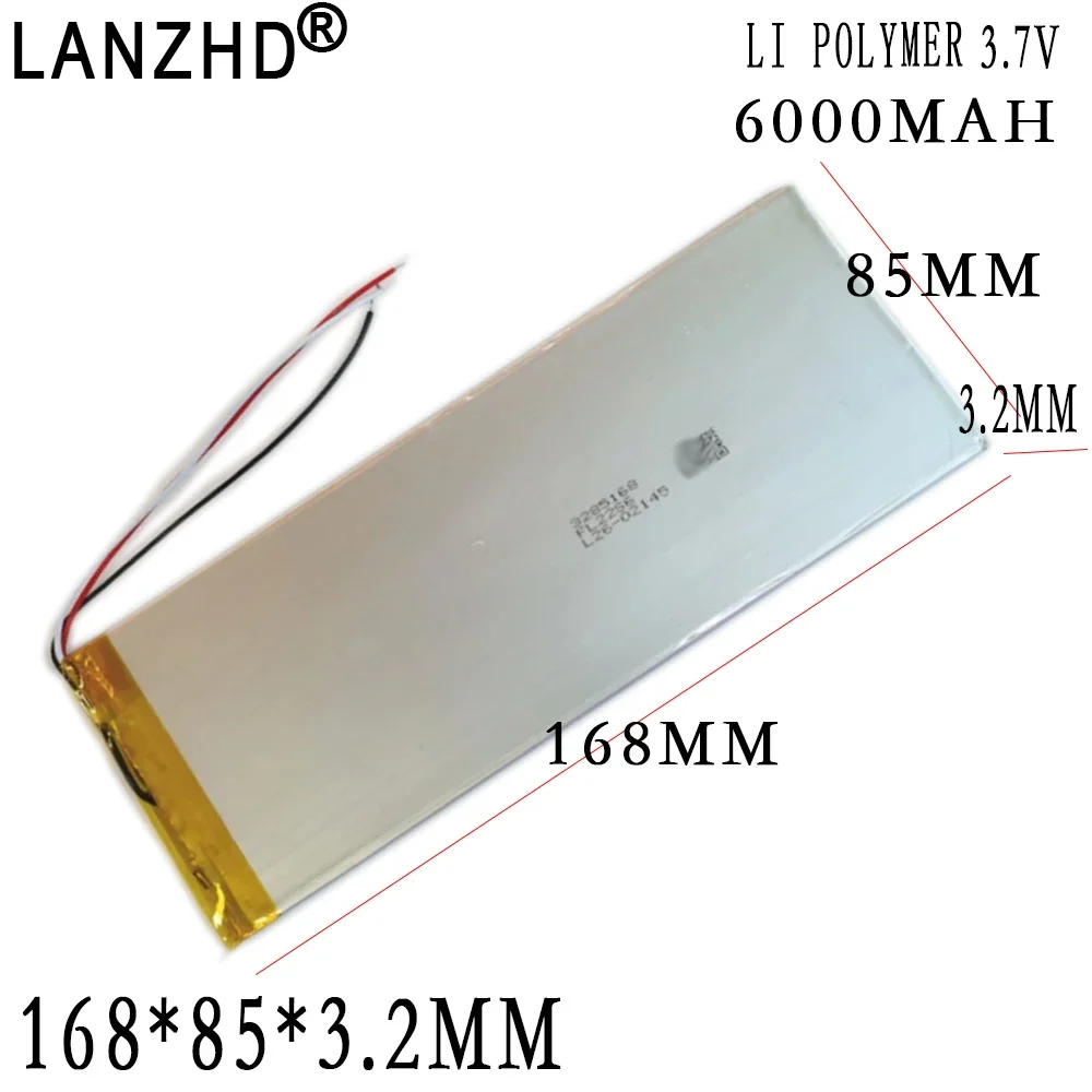 

1-10pcs 3 line 3285170 3.7V 6000MAH LI-polymer Battery for Prestigio Grace 3101 3201 4g 8 inch 9inch 3285168 3085170 Alldocube