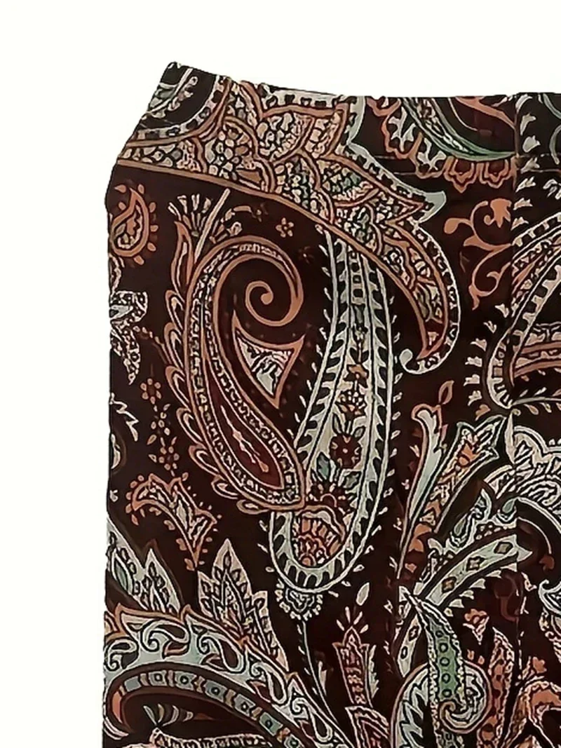 Legging Ramping Tinggi Elastis Gambar Cetak Paisley Boho Fashion Wanita Ukuran Besar 1XL-5XL Legging Komuter Serbaguna Wanita
