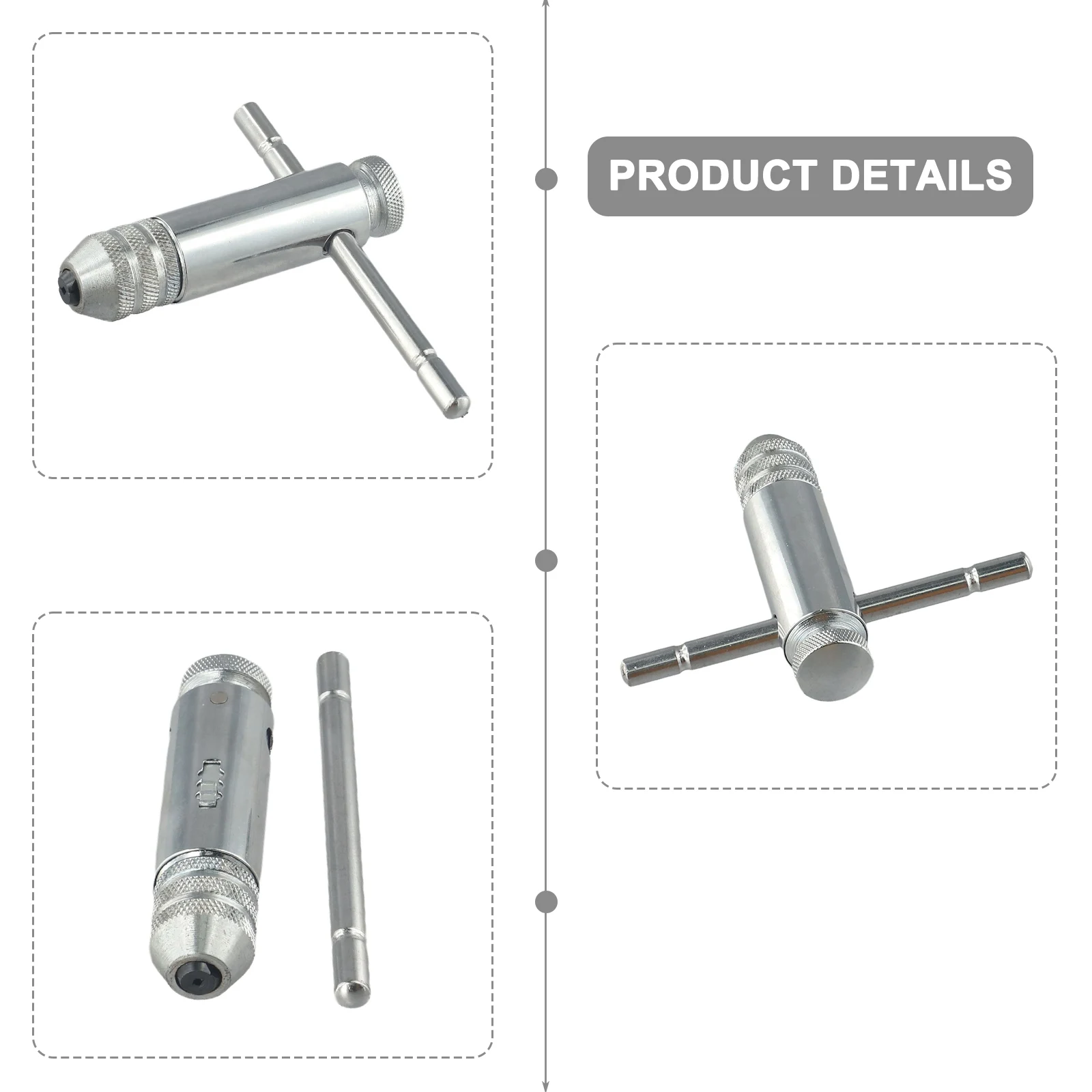 T-Handle Ratchet Tap Wrench Adjustable M3-8 Tap Screw Holder Male Thread Metric Plug Mechanical Workshop Tools Hand Tool