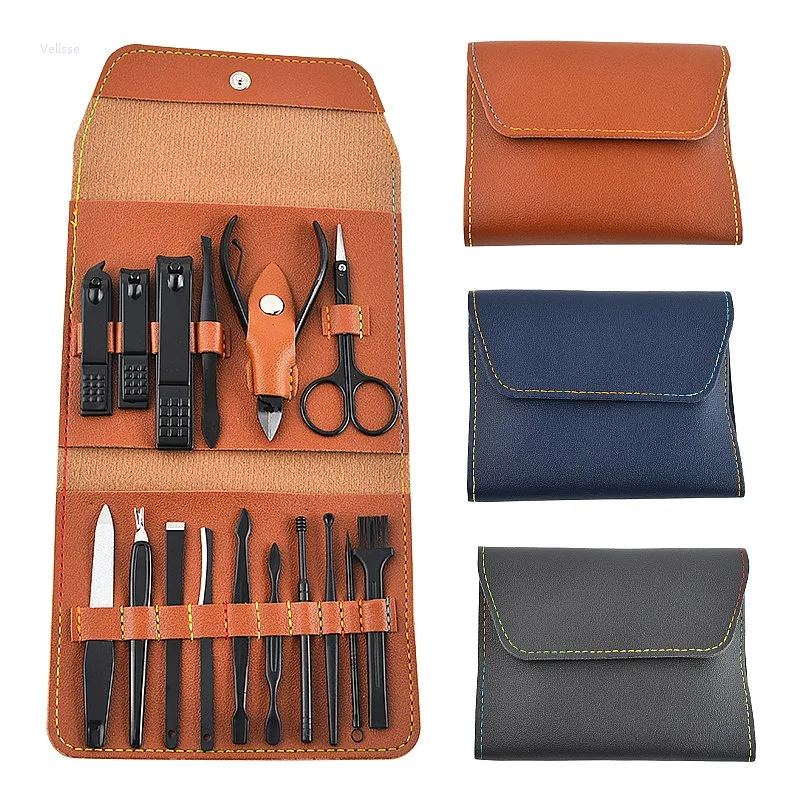 16 Piece Manicure Pedicure Tool Set Nail Clipper Nail Cutter Foot File Eyebrow Scissors Cuticle Pusher Grooming Beauty Gift Box