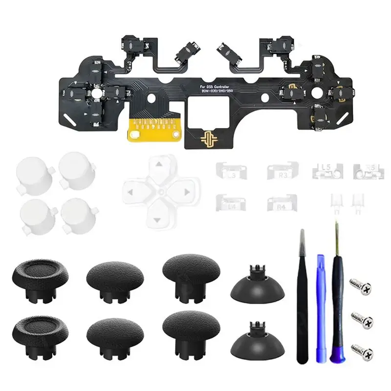 A29F-Ergonomic Micro-Switch Tactile Clicky Hair Trigger Kit+Joystick Cap For PS5 Controller BDM-030/040/050 12 Key Click