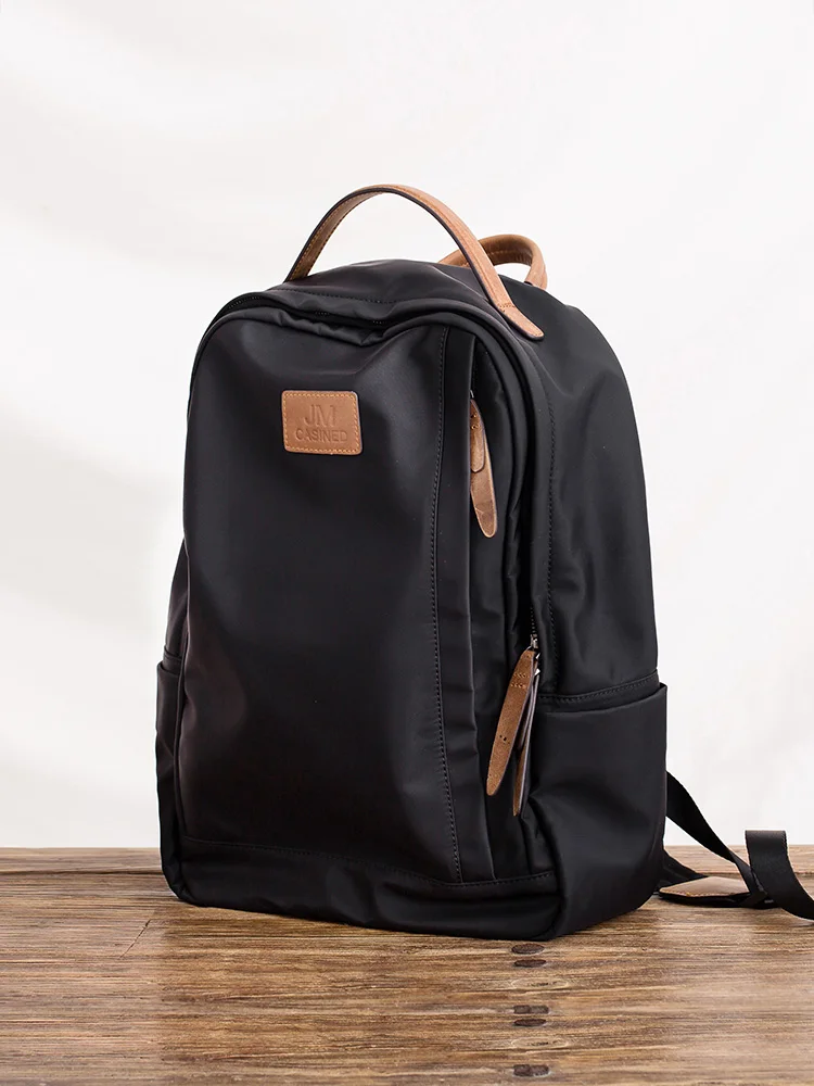 sac-a-dos-en-cuir-et-tissu-oxford-pour-homme-grande-capacite-pour-voyage-d'affaires-sacoche-pour-ordinateur-portable-style-britannique-double-sangle-fermeture-eclair