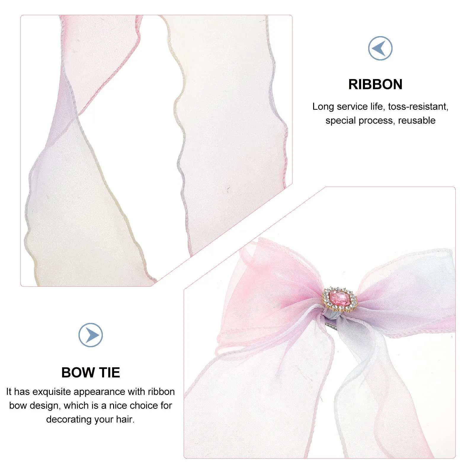 

2Pcs Hair Bow Clips Ribbon Alloy Durable Bowknot Hairpins for Girls Party Work Daily Accessories Bows for Girls