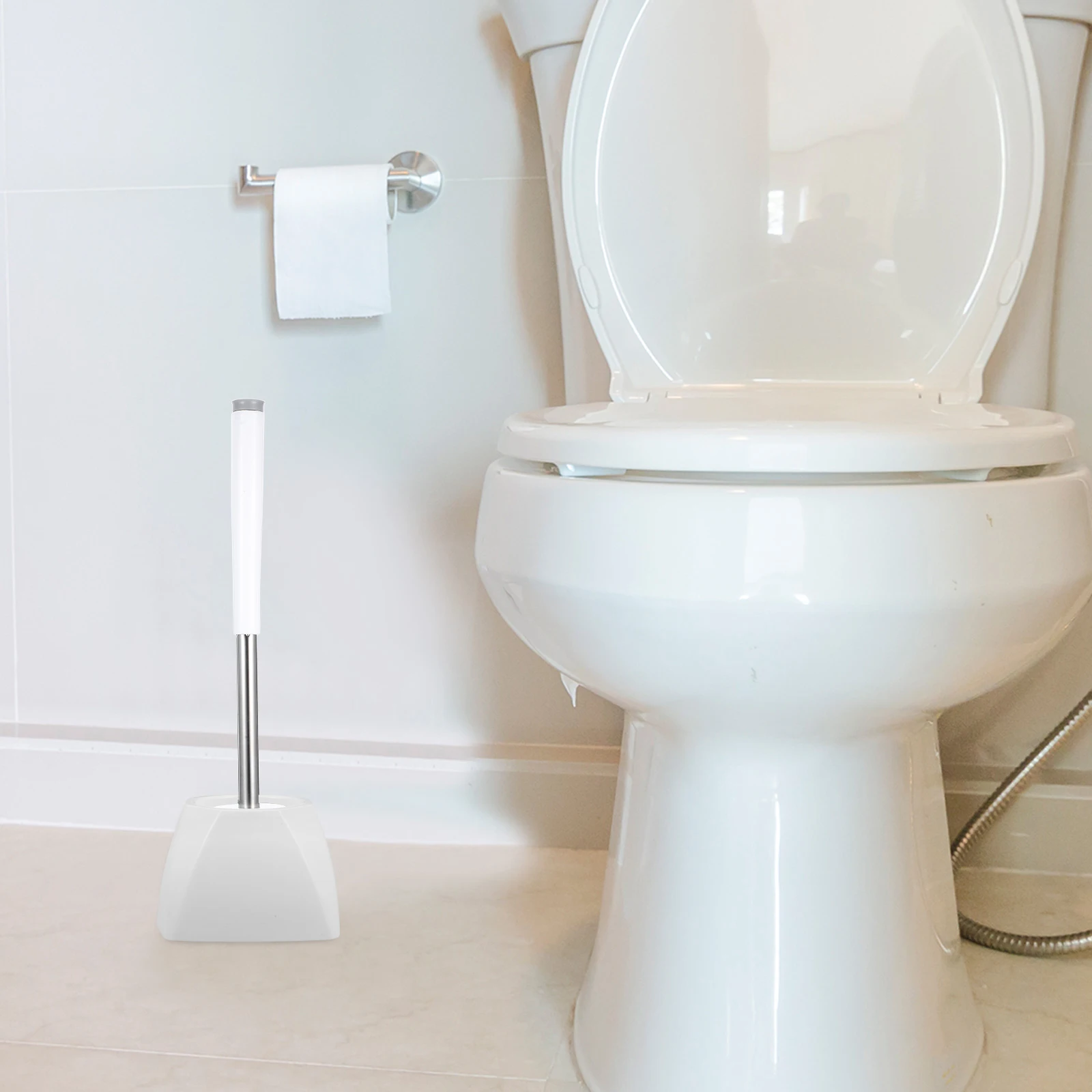 

4pcs Toilet Brush Base Bowl Holder for Bathroom Cleaning Cup Storage Plastic Octagonal Design Versatile Use