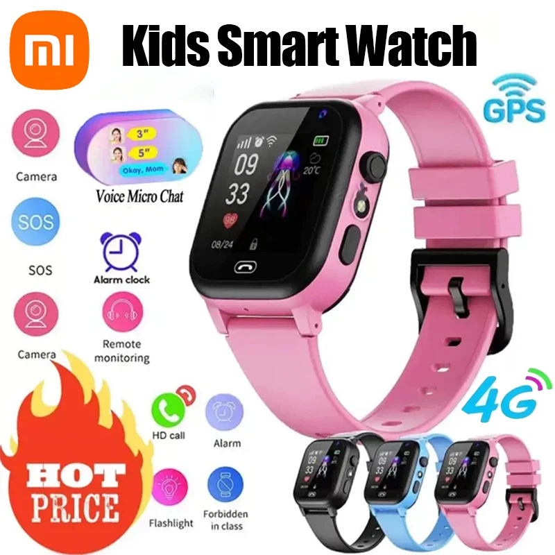 

Xiaomi НОВЫЕ детские 4G Смарт-часы SOS GPS Местоположение Видеозвонок SIM-карта Детские умные часы с камерой Водонепроницаемые часы для мальчиков и девочек Подарок