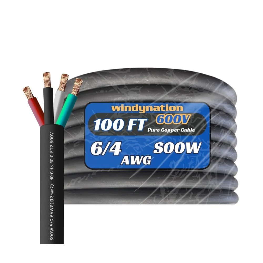 

6-метровый 4-проводной 6/4 AWG черный портативный кабель питания SOOW (100 футов)