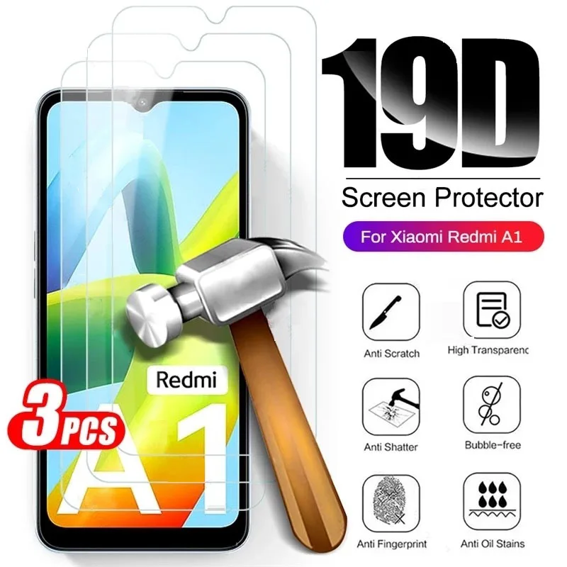 3Pcs Screen Protector for Redmi 10A Sport A1 A2 Plus Tempered Glass