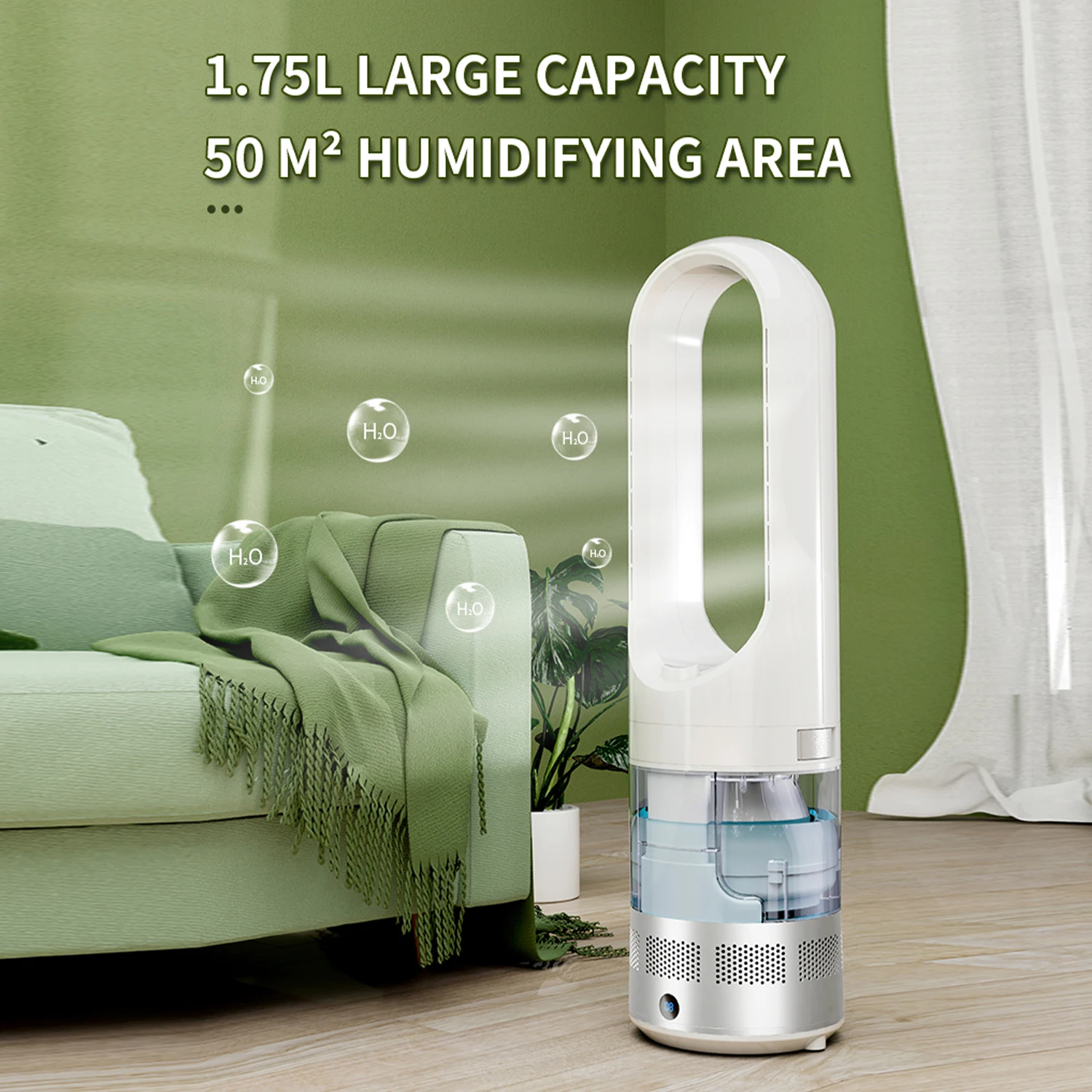 Smart 2 In 1 Household Electric Bladeless Fan With Humidifier Mist Fan