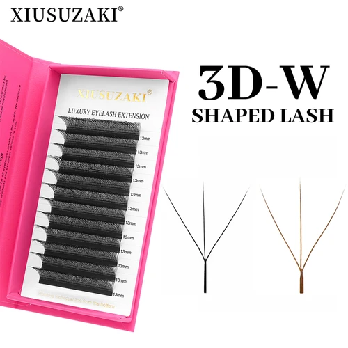 XIUSUZAKI-extensiones de pestañas 3D en forma de W, color negro y marrón, 3 puntas, pestañas postizas naturales suaves, volumen prefabricado, pestañas individuales