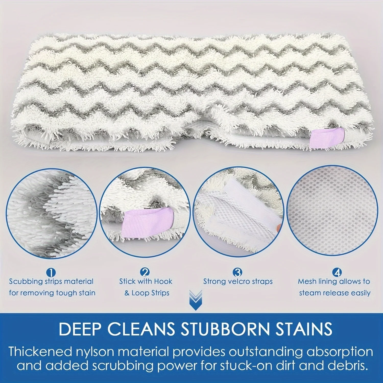 وسادات ممسحة بخارية مطورة (عبوة من قطعتين) لـ Shark S3501/S3601/S2901 إلخ. - متوافق مع جميع الأرضيات الصلبة