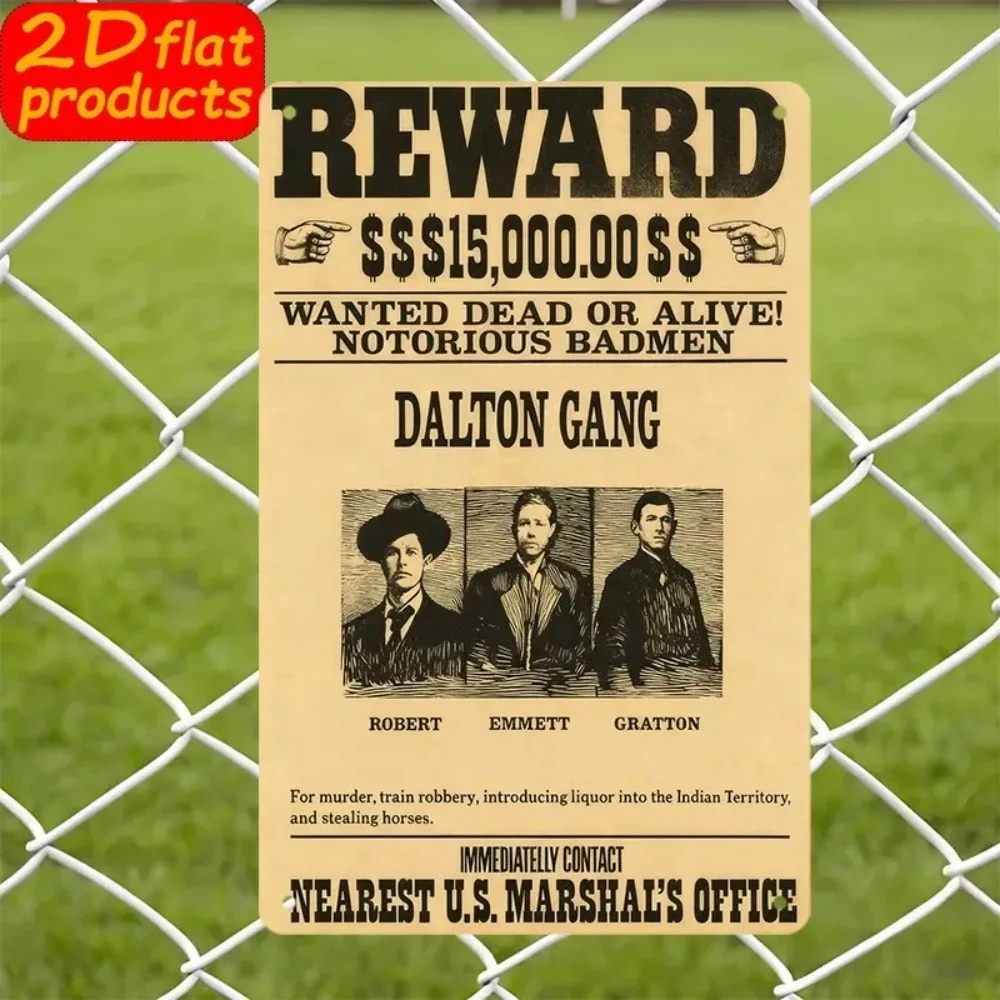 Affiche Murale Vintage Western Wanted en Aluminium 12x16 – Panneau Métallique Étanche et Durable pour Décoration Maison, Bureau, Saloon, Fête