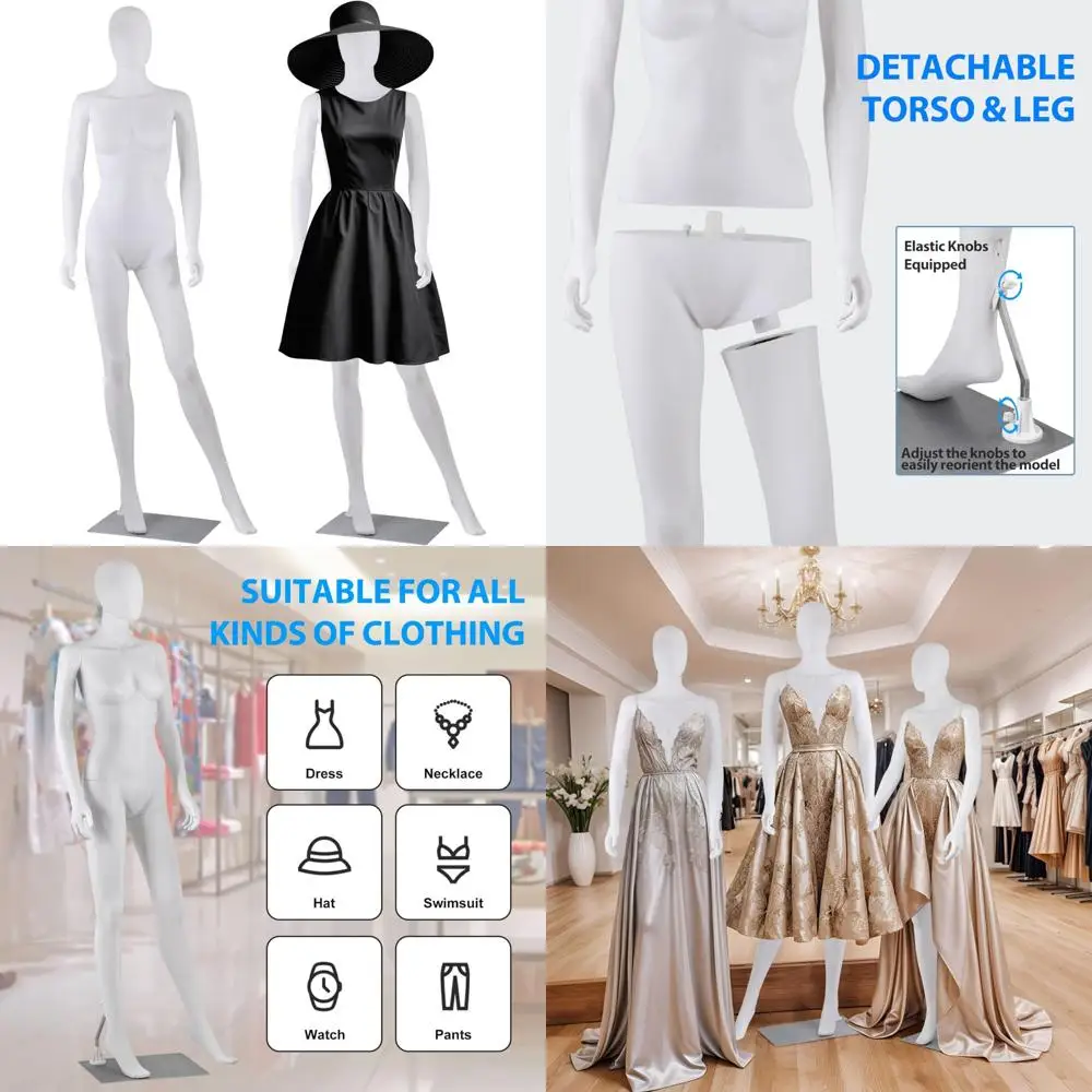 

Full Body 70 Inch Female Mannequin for Sewing and Dress Display with Adjustable Posture and Rotatable Head