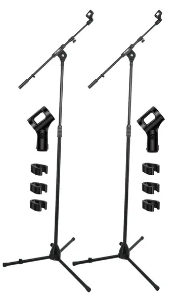 

Mic Stand 2Pcs Adjustable Microphone Stands Floor w 180° Rotating Telescoping Metal Boom Arm